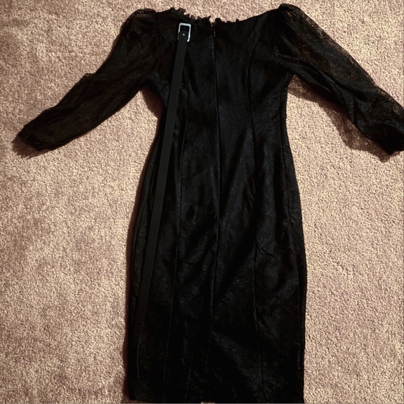 Vixen by Micheline Pitt Decadence Wiggle in Black Lace, Size Large with belt GUC - Picture 4 of 5